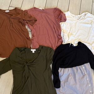 Maternity size M Blouses Brown, Pink, White, Black, and Green